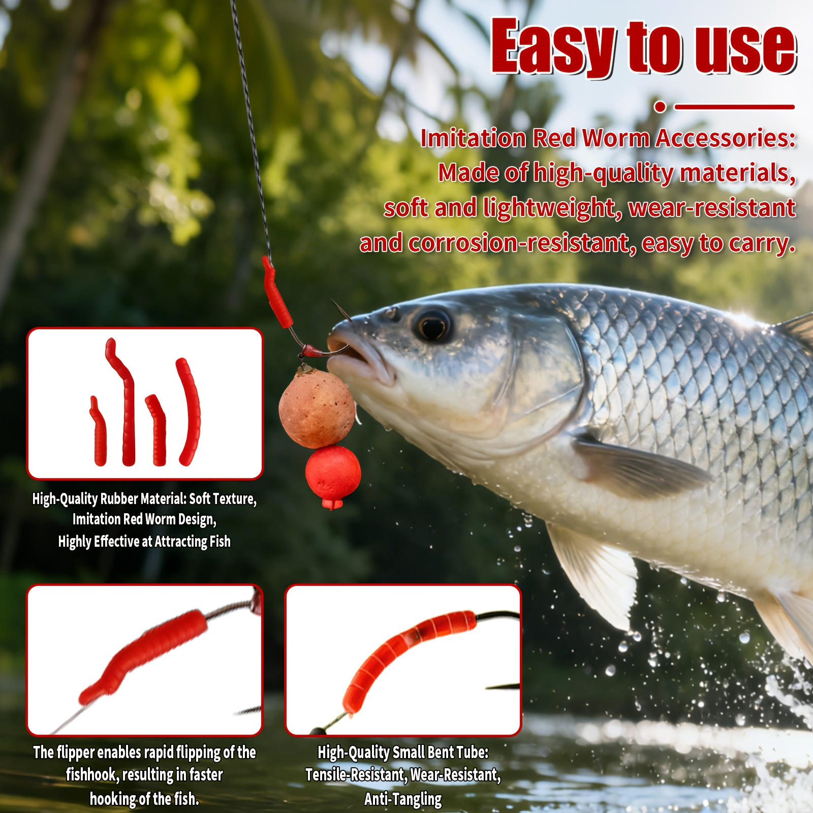 Red Artificial Bloodworm Hook  - Aglaonema Red บทวิจารณ์และราคา