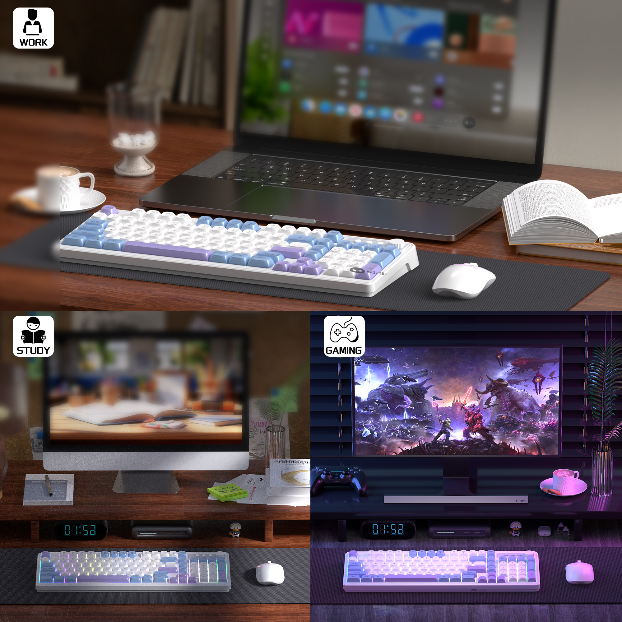 MageGee Wireless Gaming Keyboa - Tradescantia Purple บทวิจารณ์และราคา