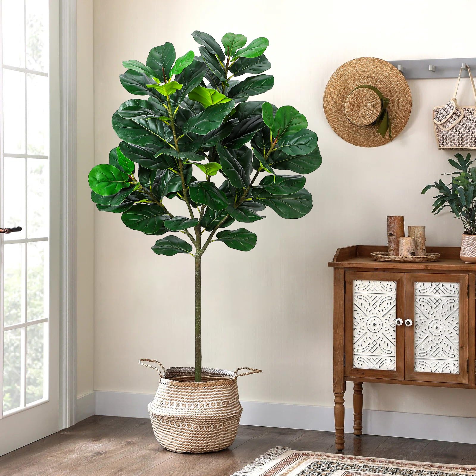 GlowSol 5.2 Ft Artificial Fidd - Ficus Lyrata Tree บทวิจารณ์และราคา