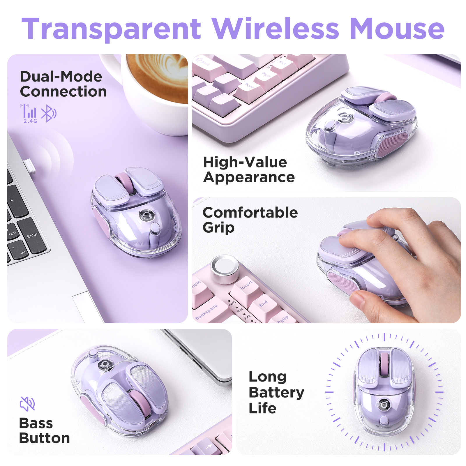 EWEADN Q9 Purple Wireless RGB  - Tradescantia Purple บทวิจารณ์และราคา